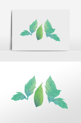 清新简约水彩绿色植物插画元素图片