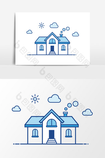 房子mbe蓝色房子元素图片