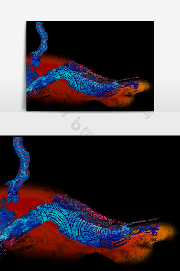 彩色墨迹图案墨迹元素素材