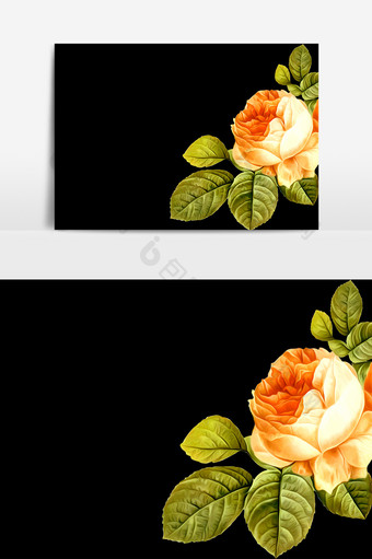 手绘玫瑰花茶花元素素材图片