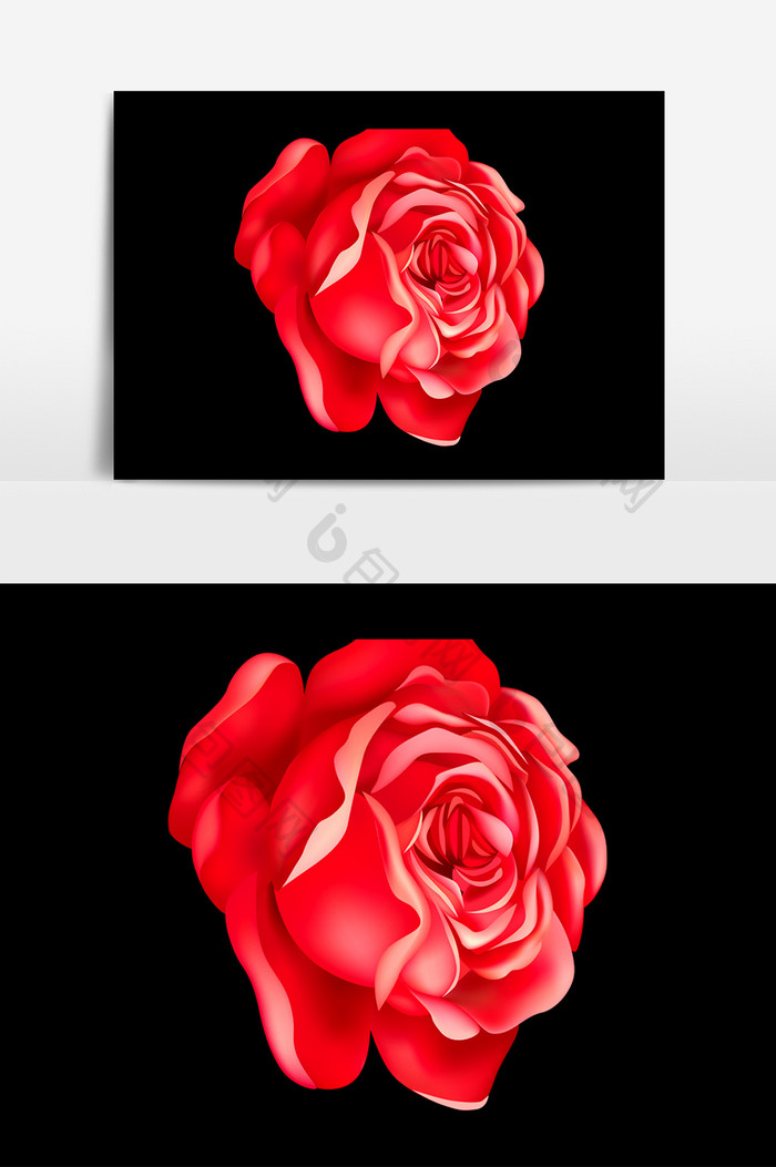 红色手绘玫瑰元素素材