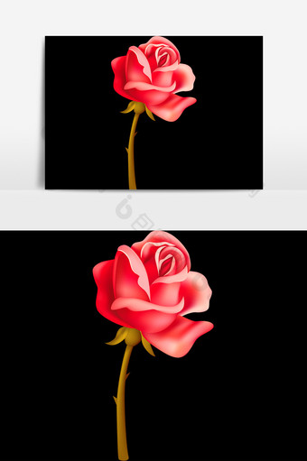 手绘红玫瑰元素素材图片