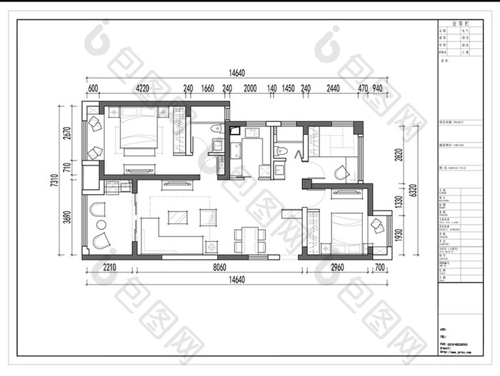 CAD多层户型平面方案