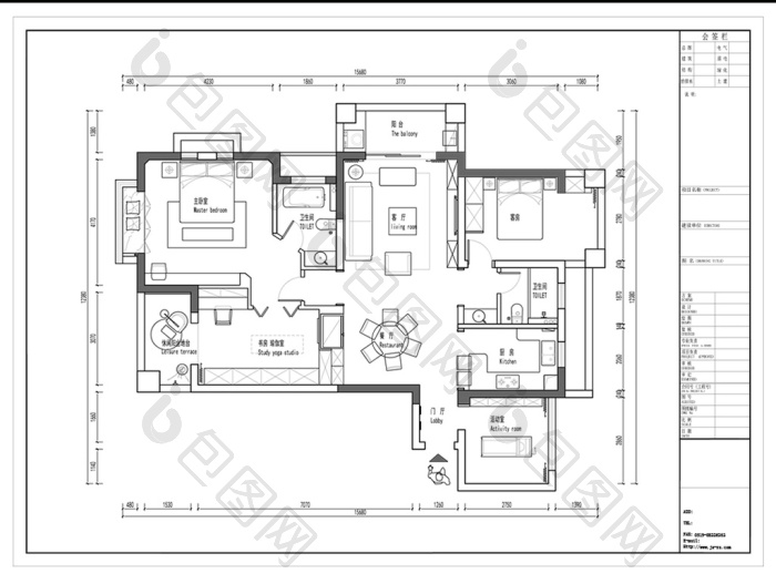 cad多层户型室内平面方案布局图纸-包图网