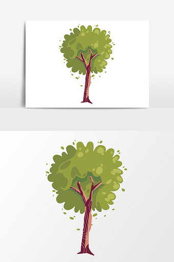 单体绿色卡通树木背景插画元素图片