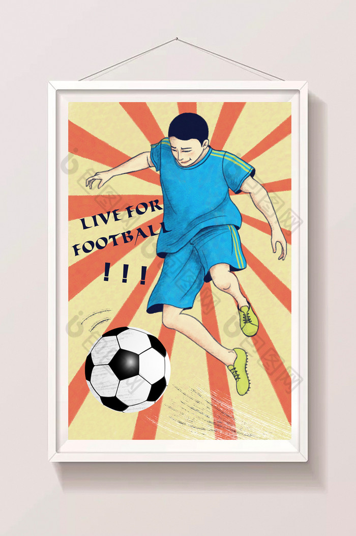 手绘人物足球海报世界杯插画图片