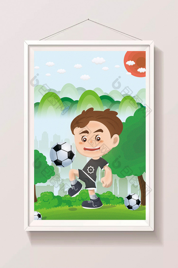 创意动感卡通足球系列插画设计