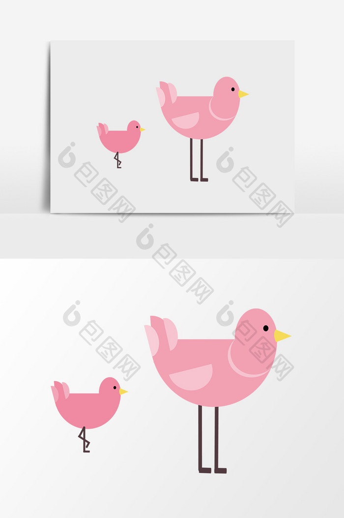 卡通粉色小鸟素材