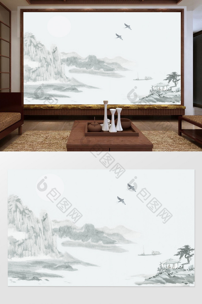 中式写意水墨高清背景墙