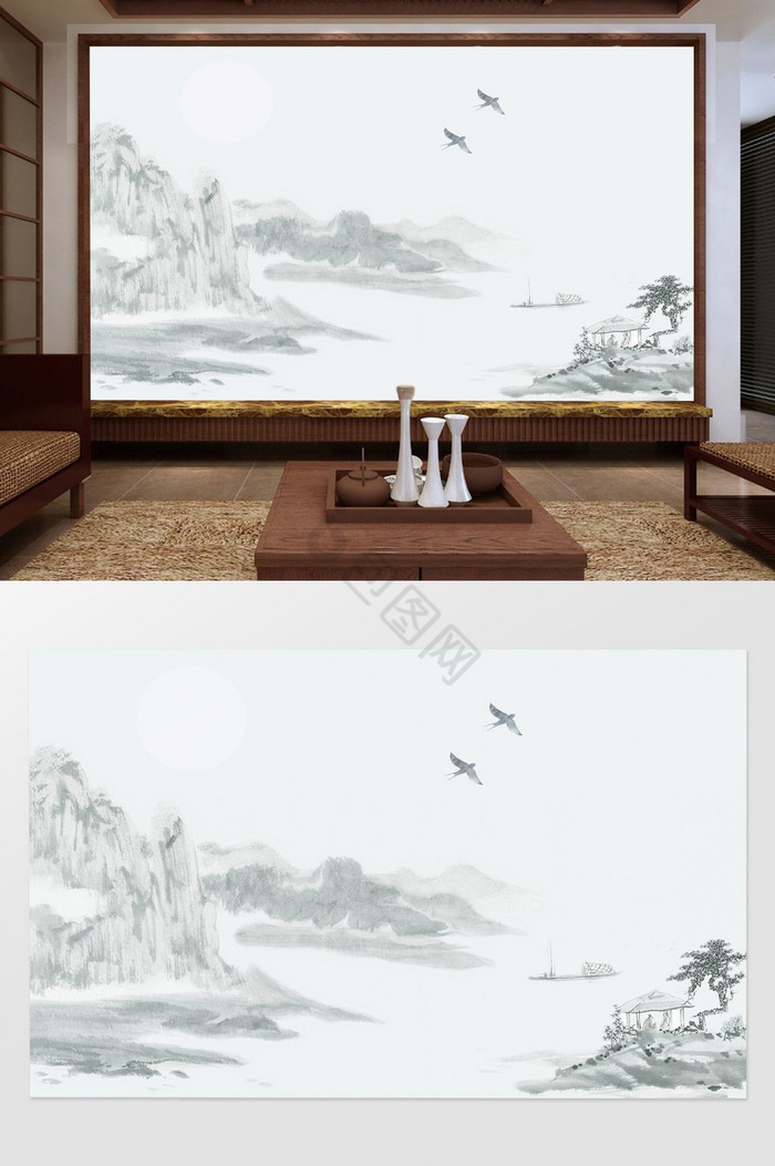 中式写意水墨高清背景墙图片