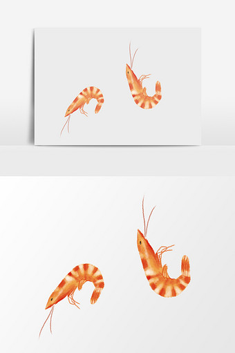 水彩手绘小虾素材图片