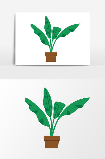 绿色盆栽家庭办公背景插画元素图片