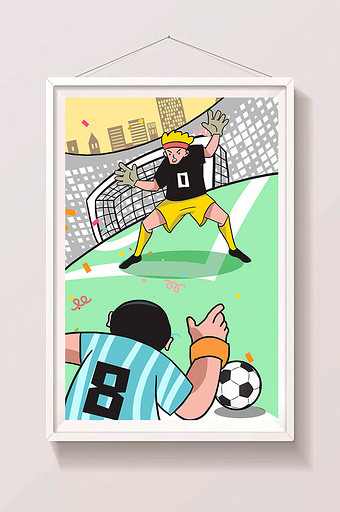 2018欧冠世界杯卡通足球赛场漫画设插画图片