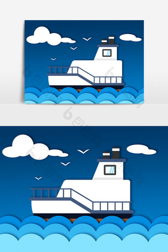 大海航行轮船元素设计图片