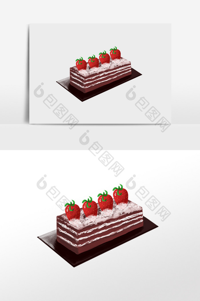 温馨巧克力蛋糕手绘插画