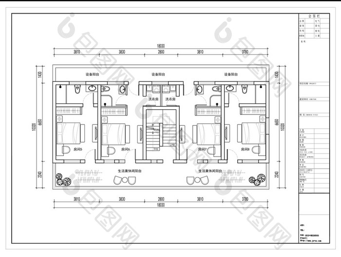 CAD酒店标准层平面布局方案