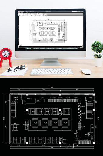 CAD餐饮平面布局图片