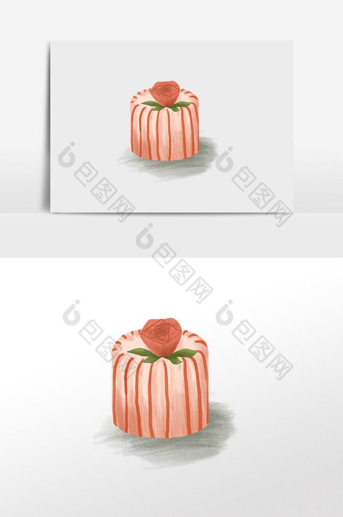 温馨玫瑰奶油蛋糕手绘插画