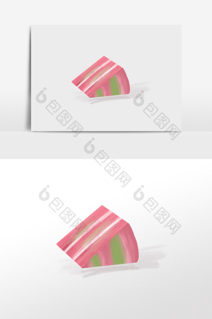 温馨粉红三角蛋糕手绘插画