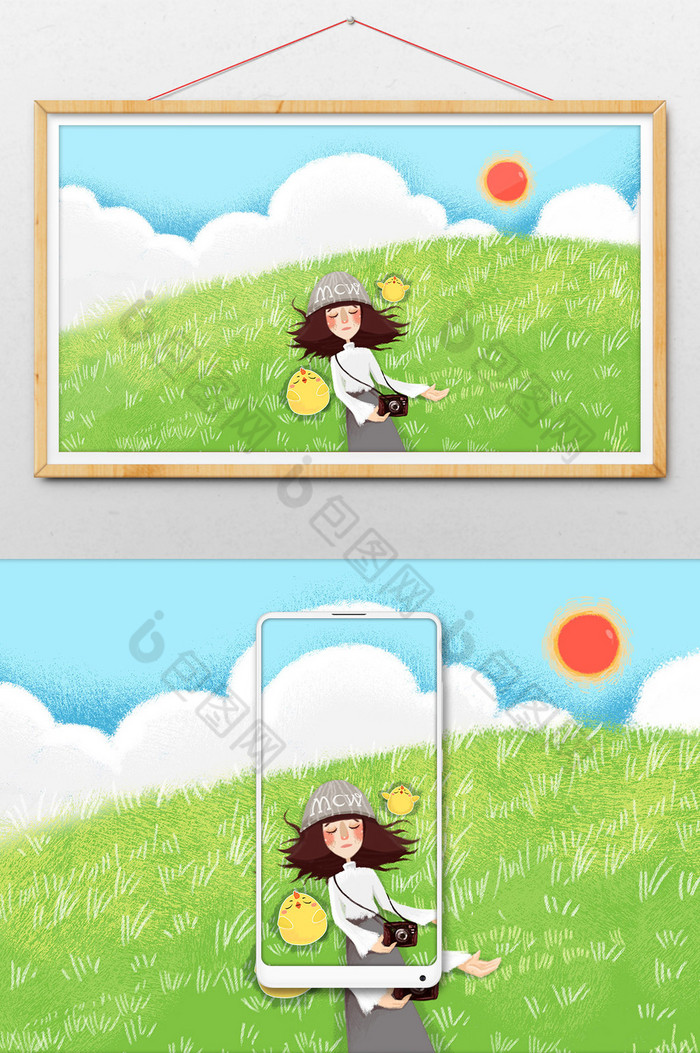 夏季女孩插图春和日丽图片图片