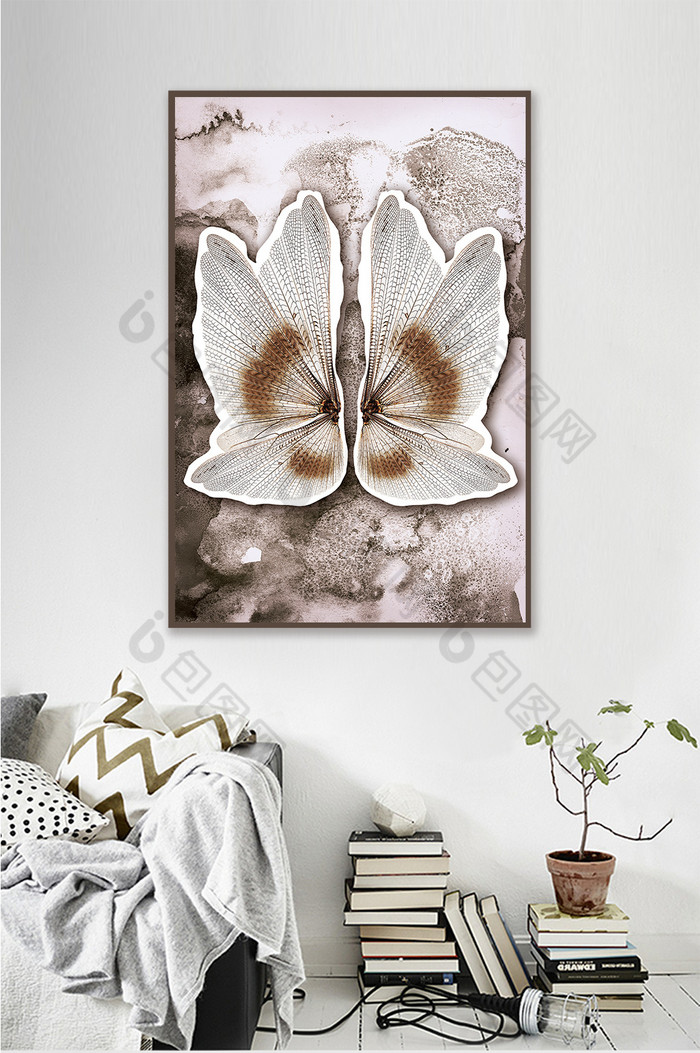 北欧现代简约蝴蝶翅膀装饰画客厅挂画图片图片
