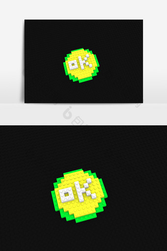 彩色几何拼板OK按钮的元素图片