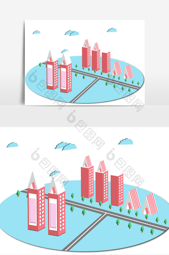 概念街道建筑群元素