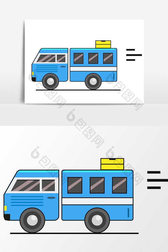 卡通效果货车元素