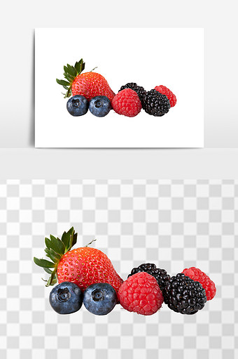美味新鲜草莓蓝莓树莓元素图片