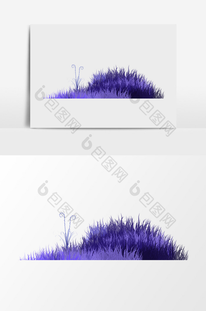 手绘水彩紫色草丛