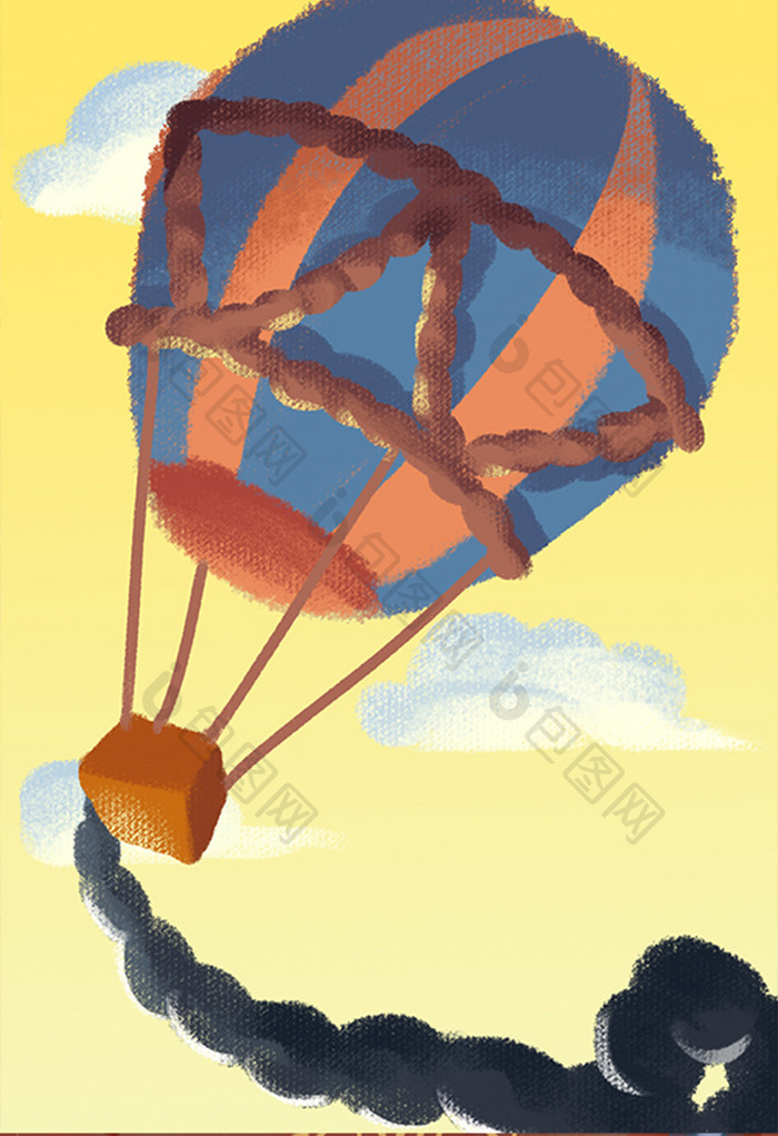 扁平卡通风格热气球背景插画