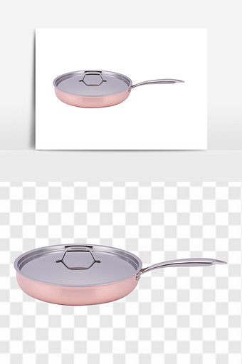 粉色不锈钢煎锅素材图片