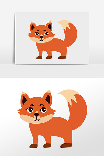 扁平化可爱卡通动物狐狸插画元素图片