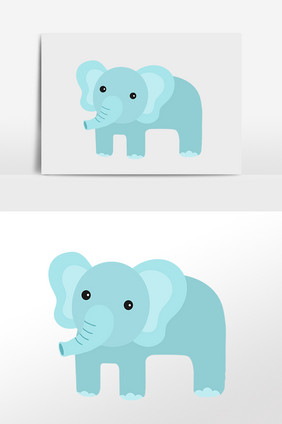 扁平化可爱动物大象插画元素