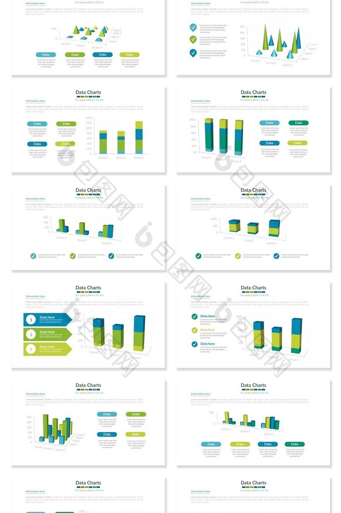 柱状图饼图动态可视化PPT图表免费下载-包图网
