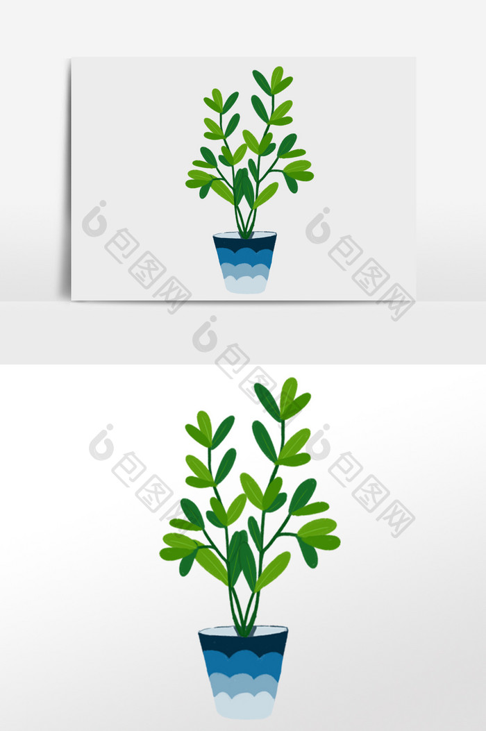 盆栽系列手绘绿色植物