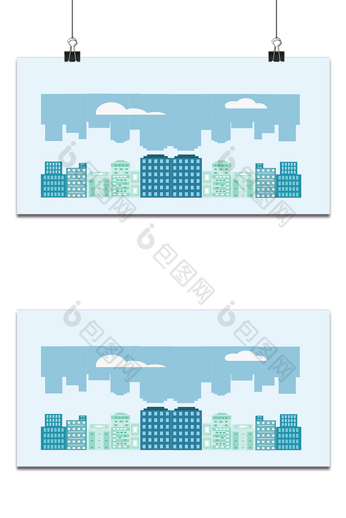 扁平化建筑群掠影背景