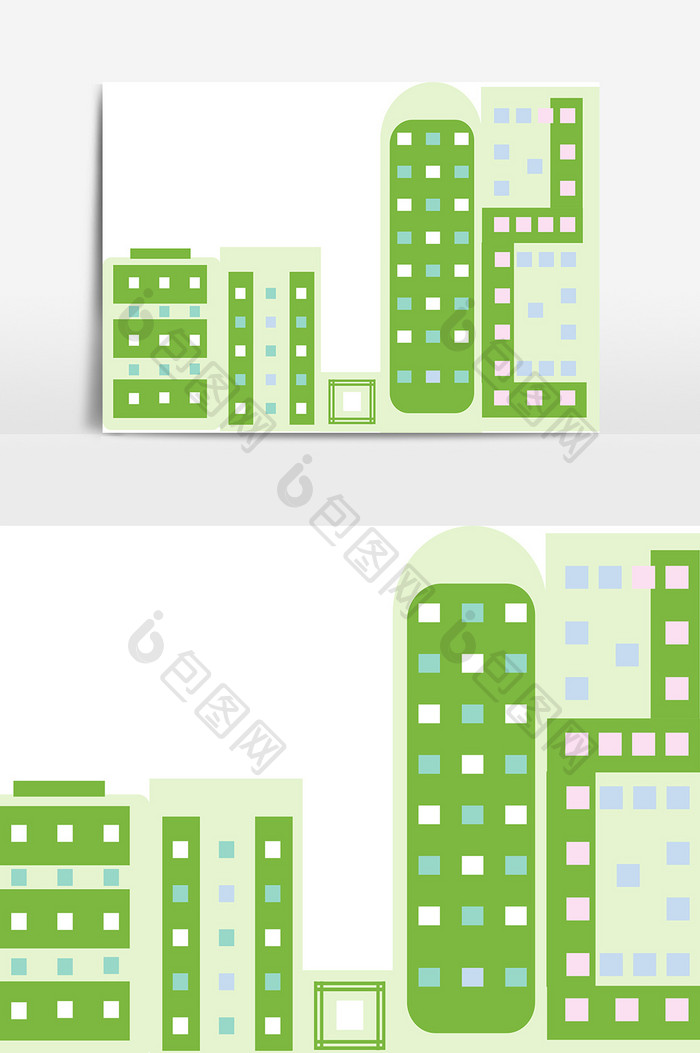 扁平化城市建筑群元素