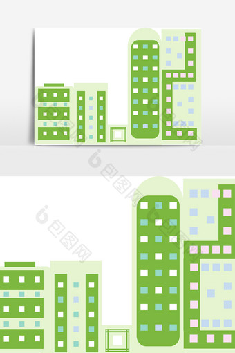 扁平化城市建筑群元素图片