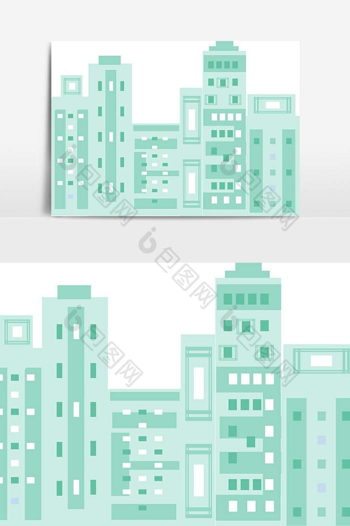 扁平化卡通城市建筑元素