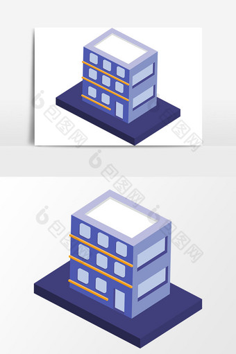 紫色房屋模型设计元素图片