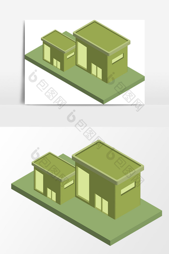 卡通绿色房屋设计元素