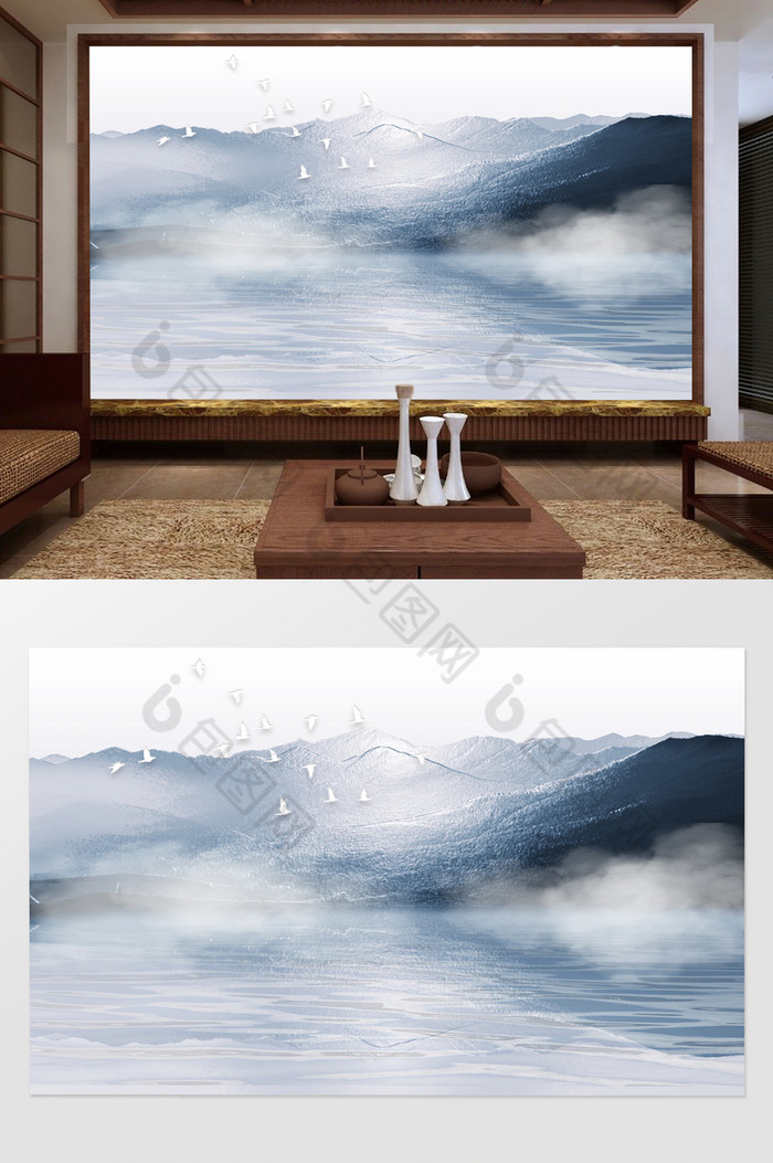 抽象水墨中式山水风景图片