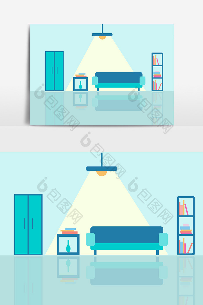 矢量卡通客厅设计元素