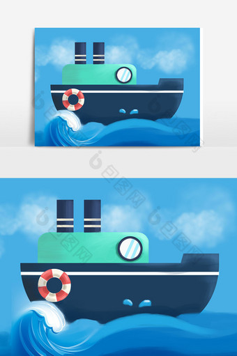海上卡通船设计元素图片
