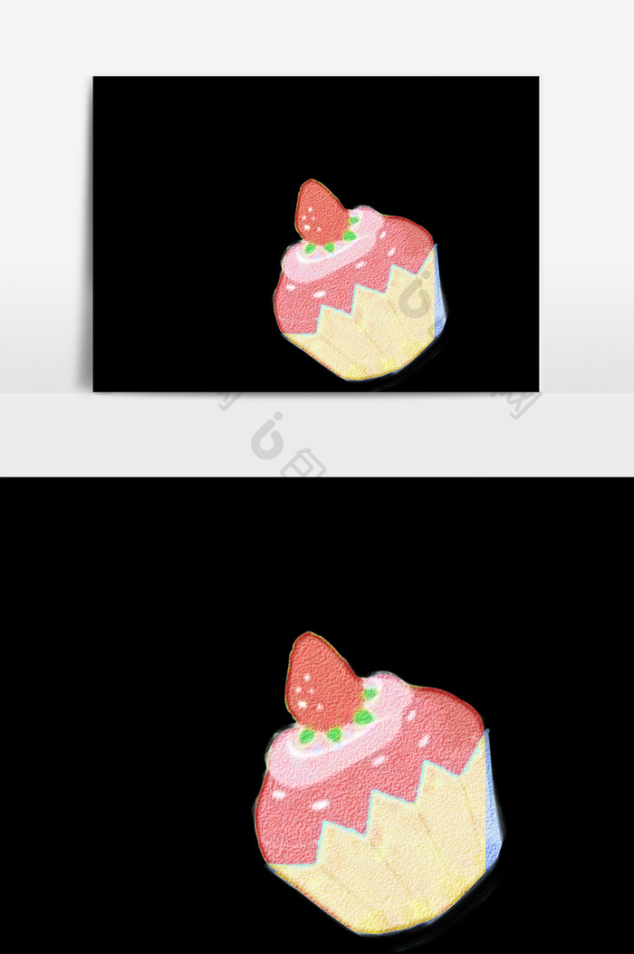 手绘草莓蛋糕插画元素素材
