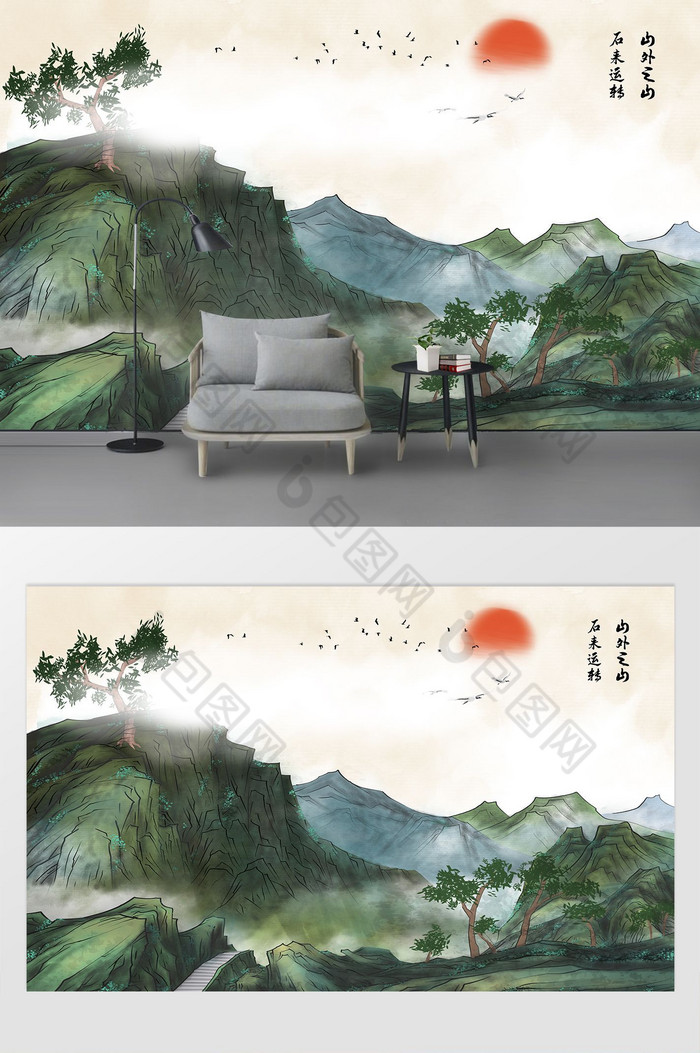 电视背景墙中国风背景墙定制装饰画图片