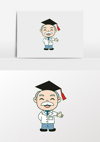 卡通博士老教授科学家形像图片下载