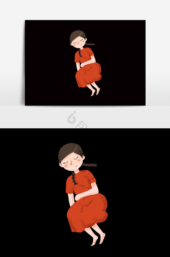 红裙子女孩图片