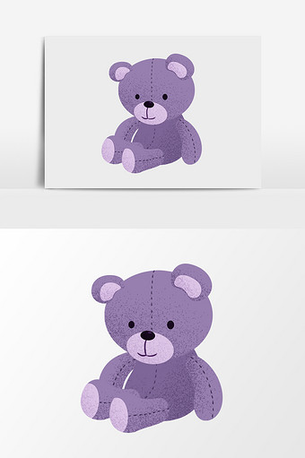 卡通手绘紫色小熊玩具图片